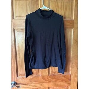 Anthropologie Women's Basic Turtleneck Pullover Shirt Size Large Solid Black